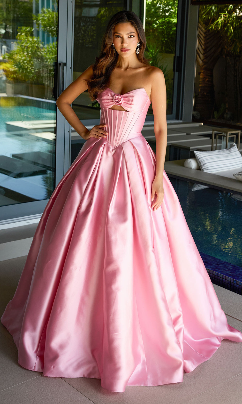 Ava Presley 47223 - Strapless Corset Mikado BallgownBall Gowns in Pink
