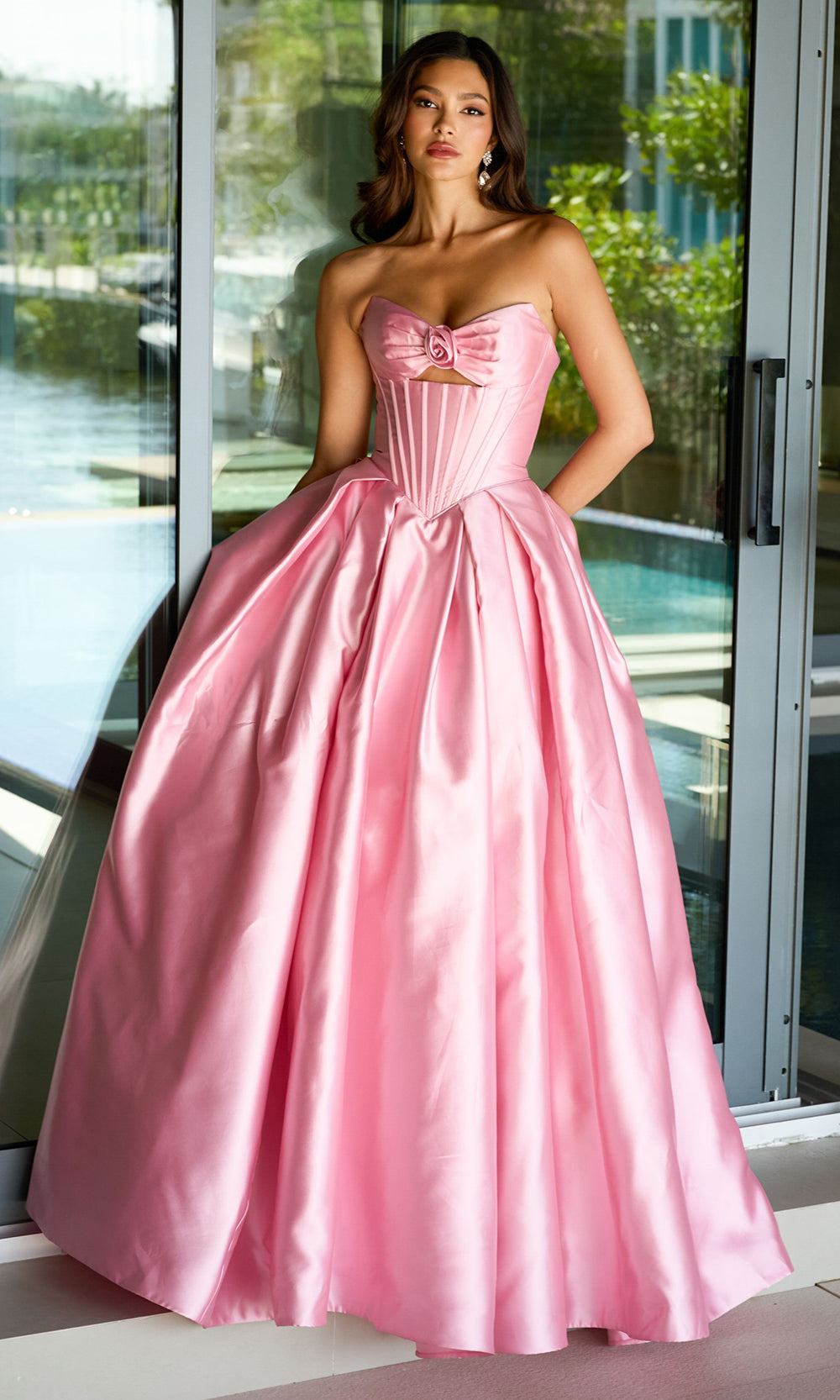 Ava Presley 47223 - Strapless Corset Mikado BallgownBall Gowns in Pink