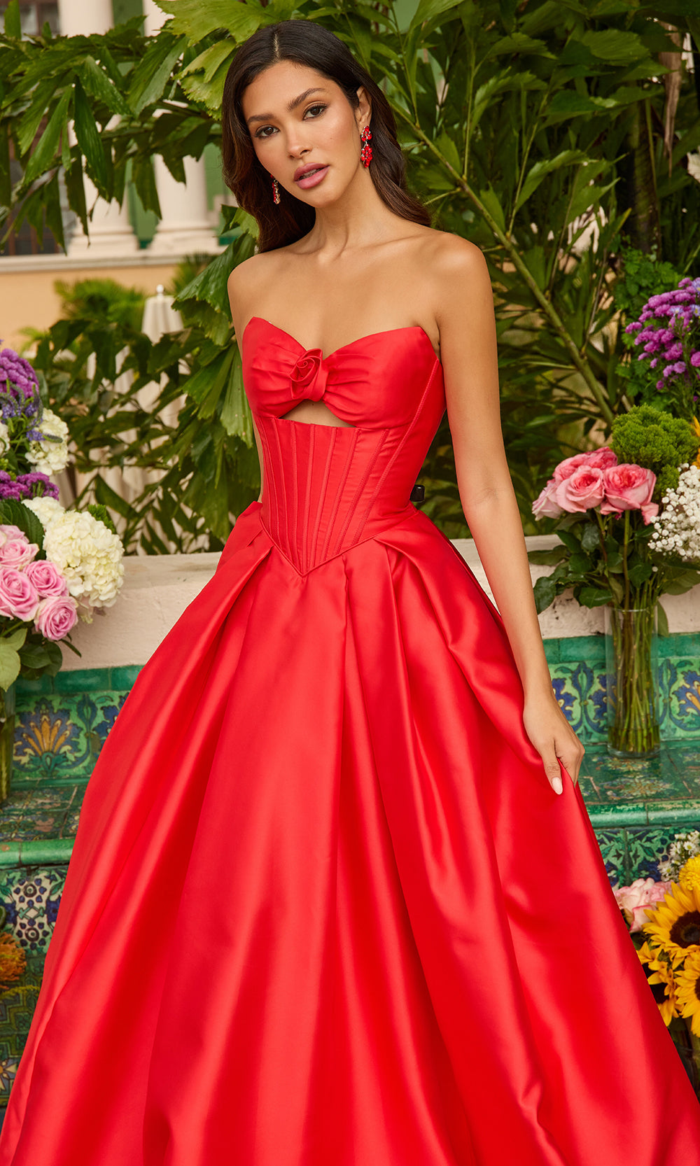 Ava Presley 47223 - Strapless Corset Mikado BallgownBall Gowns in Red