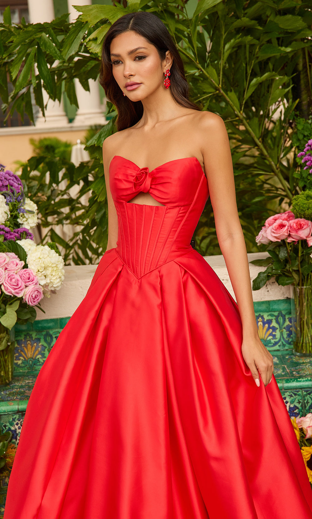 Ava Presley 47223 - Strapless Corset Mikado BallgownBall Gowns in Red