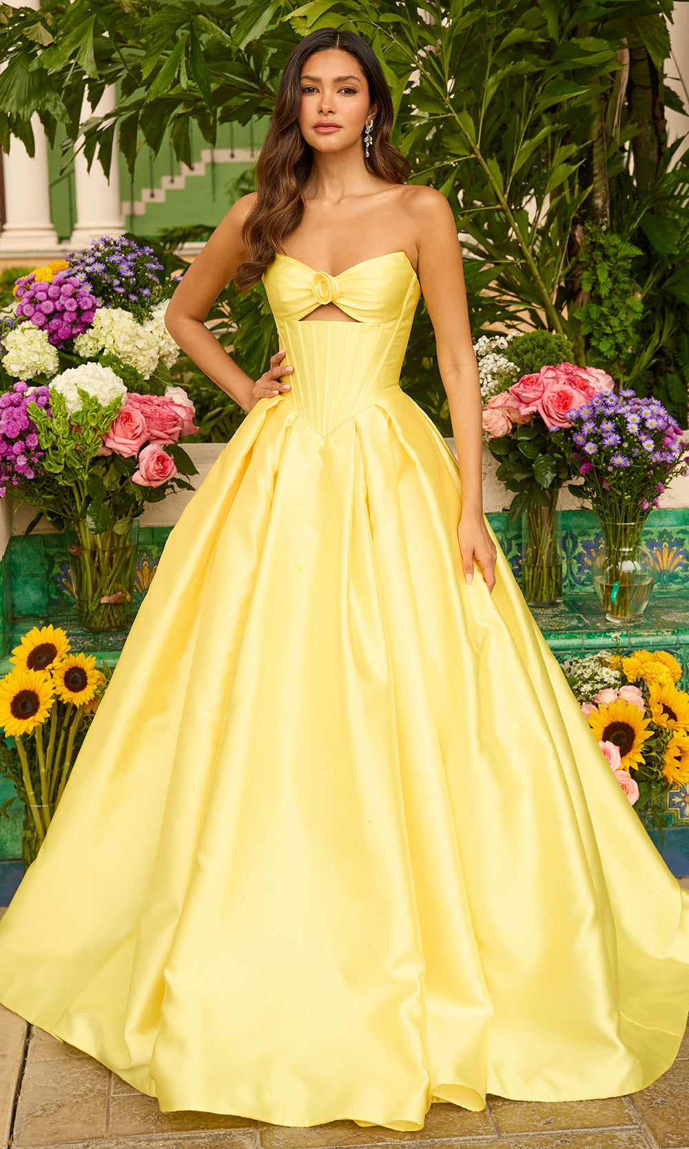 Ava Presley 47223 - Strapless Corset Mikado BallgownBall Gowns in Yellow