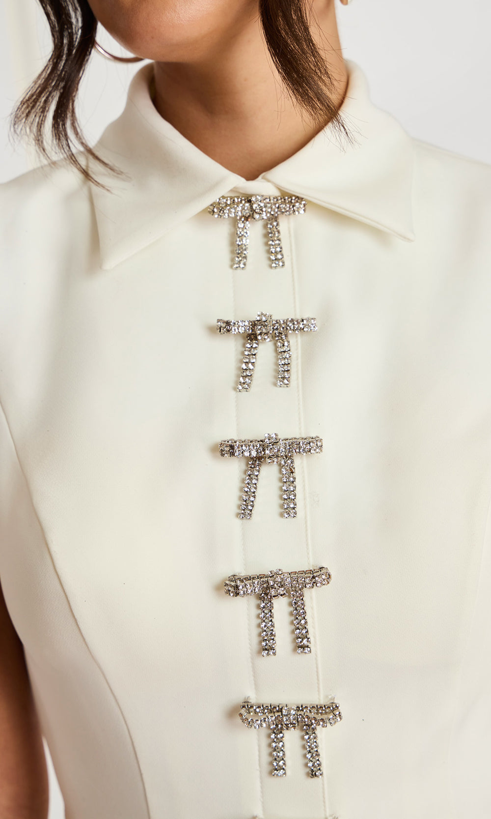 Jovani 47233 - Sleeveless Crepe Pantsuit with Beaded Bows Formal Pantsuits  in Off White 