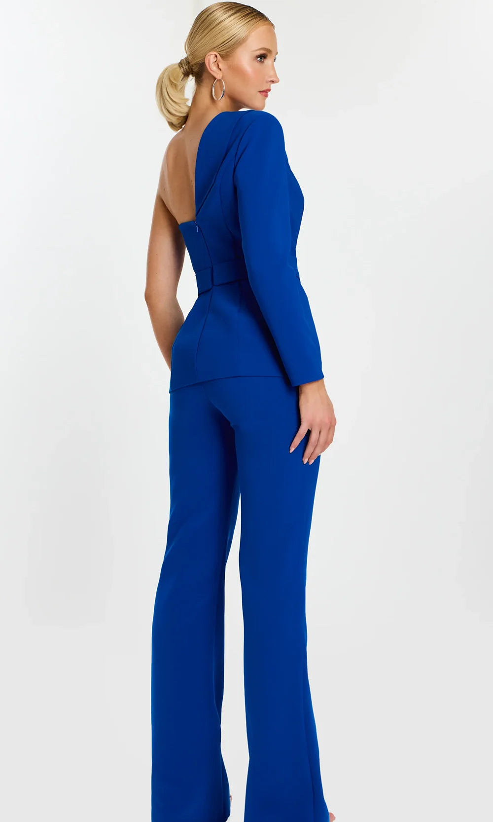Jovani 47234 - Button Detail Asymmetric Crepe Pantsuit Formal Pantsuits  in Royal  