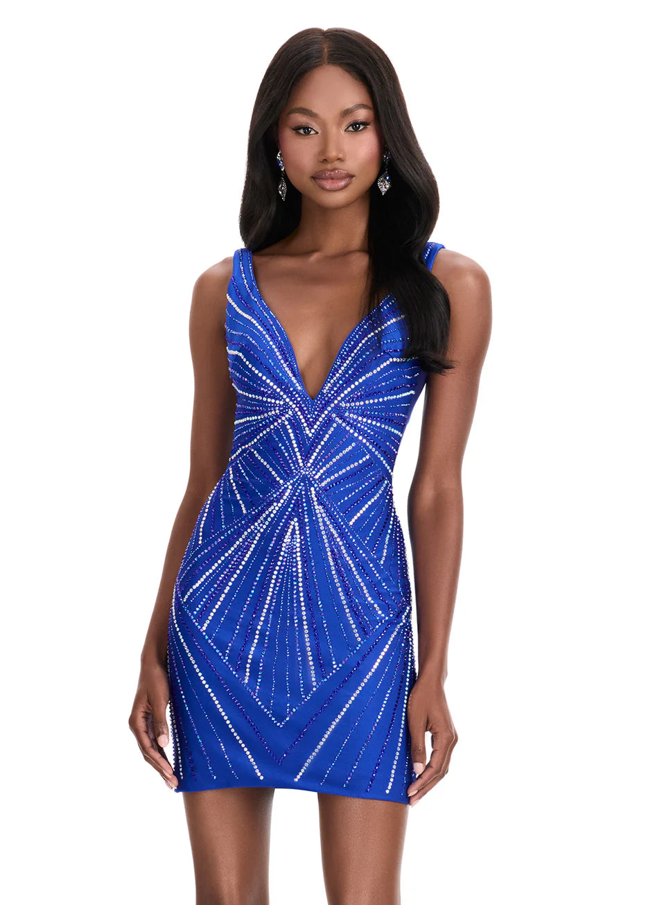 Ashley Lauren 4723 - Sleeveless Geometric Cocktail Dress