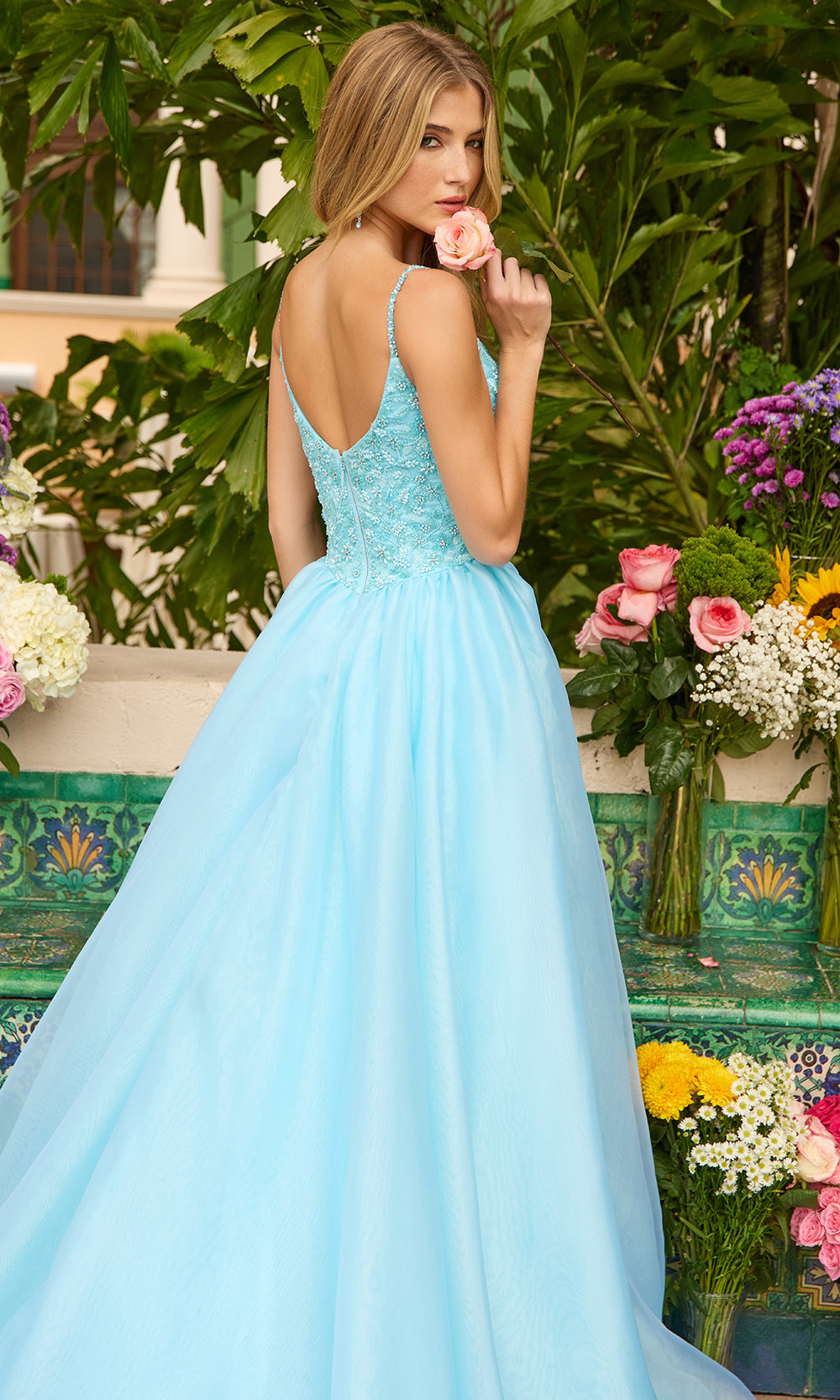 Ava Presley 47242 - Sweetheart Lace Appliqué Organza BallgownBall Gowns in Blue