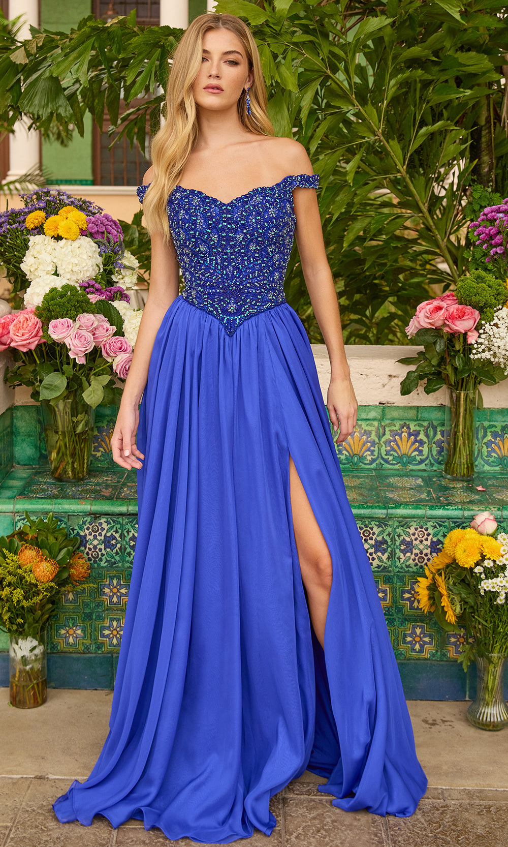 Ava Presley 47249 - Off?Shoulder Beaded Sweetheart Chiffon BallgownProm Dresses
