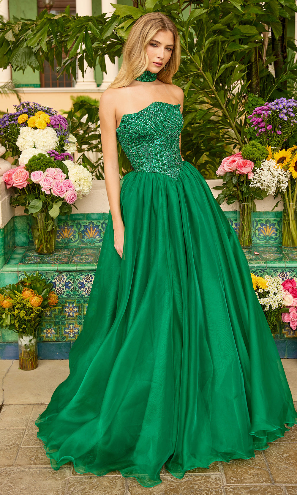 Ava Presley 47255 - Strapless Beaded Prom BallgownBall Gowns in Emerald