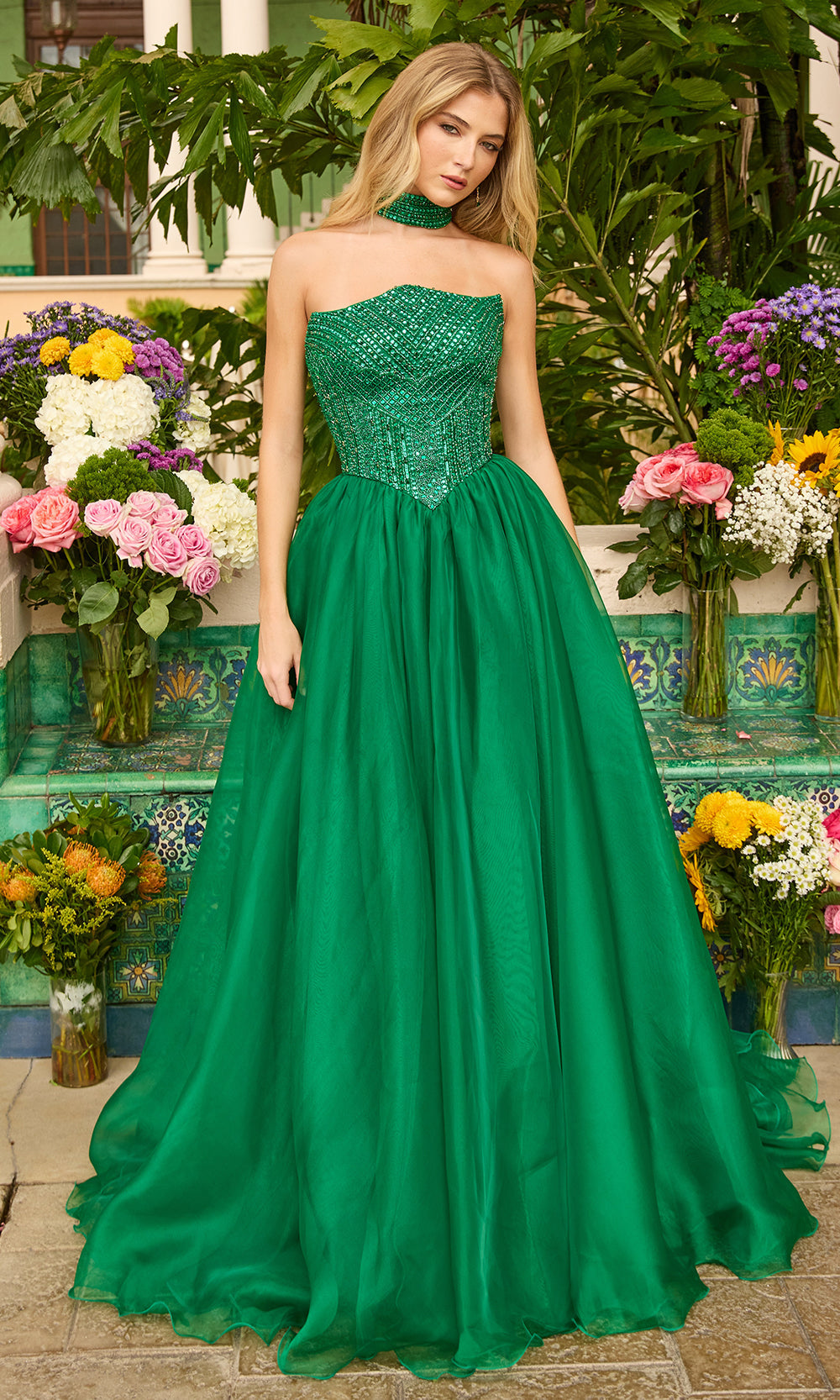 Ava Presley 47255 - Strapless Beaded Prom BallgownBall Gowns in Emerald