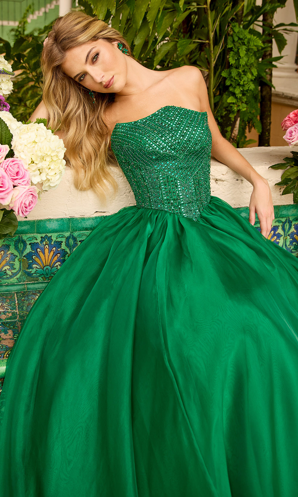 Ava Presley 47255 - Strapless Beaded Prom BallgownBall Gowns in Emerald