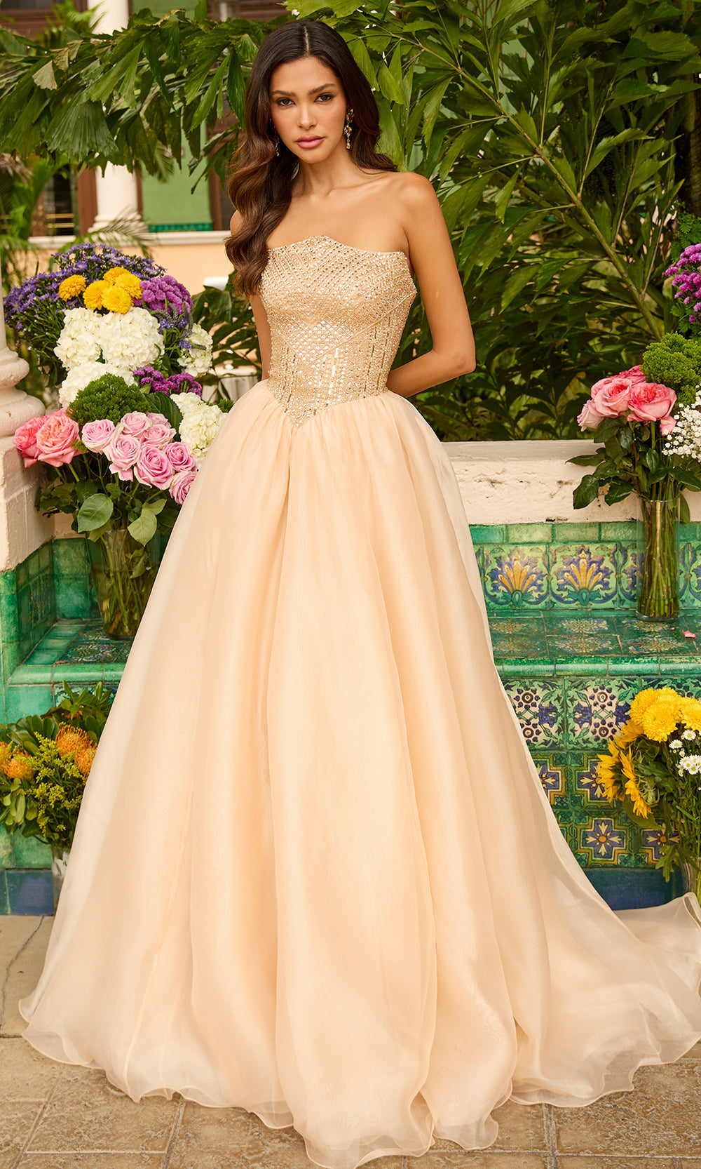 Ava Presley 47255 - Strapless Beaded Prom BallgownBall Gowns in Gold