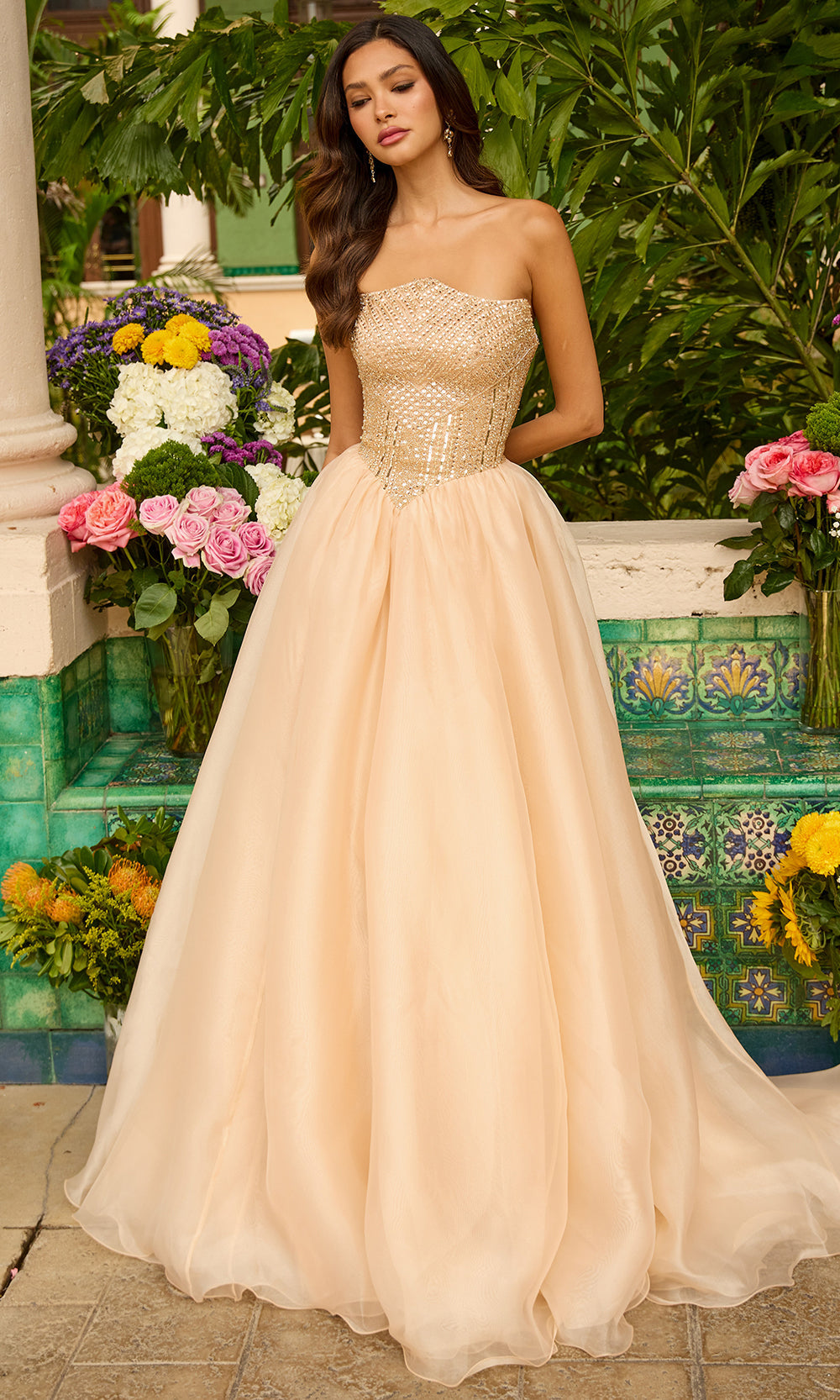 Ava Presley 47255 - Strapless Beaded Prom BallgownBall Gowns in Gold
