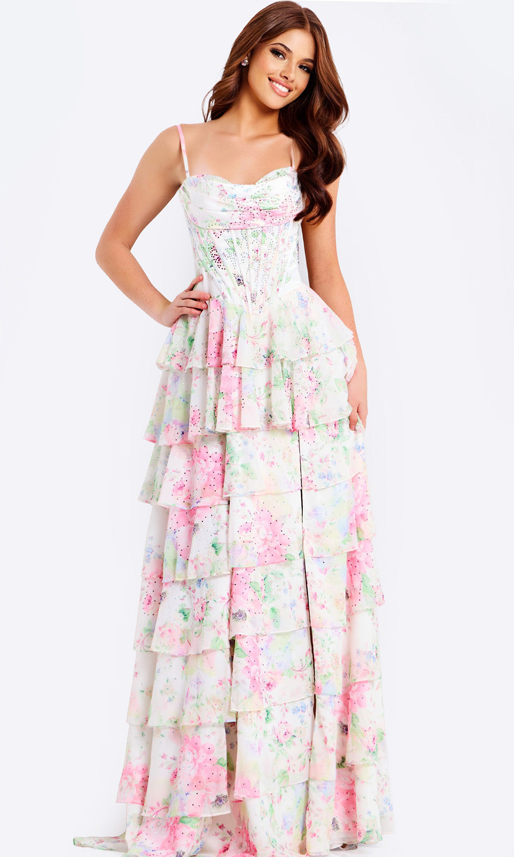 Jovani 47282 - A-Line Tiered Sleeveless Prom Gown