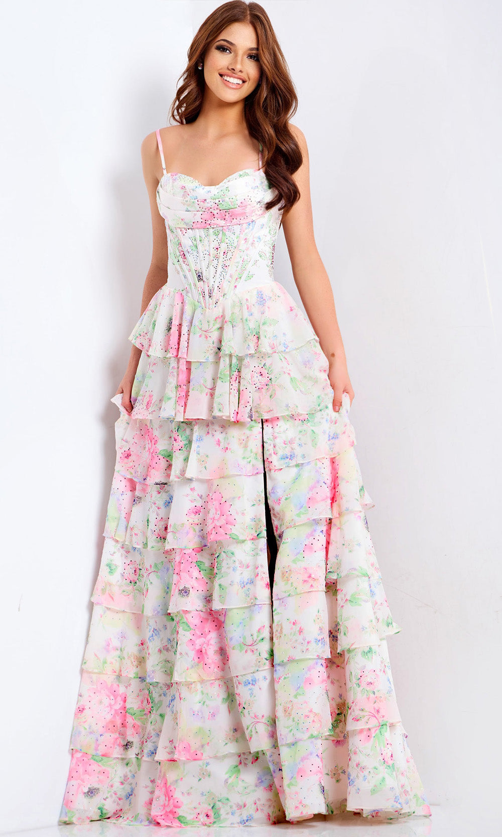 Jovani 47282 - A-Line Tiered Sleeveless Prom Gown Prom Dresses