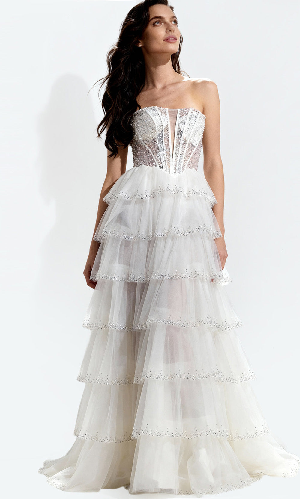 Jovani 47290 - Straight Neck Illusion Corset Gown Prom Dresses