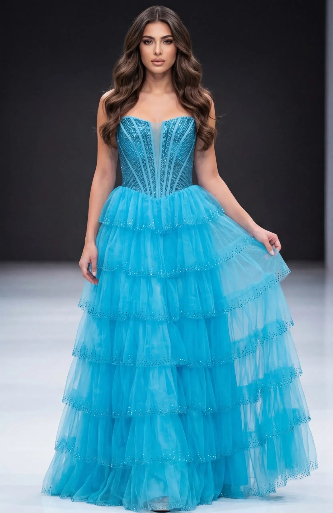 Jovani 47290 - Straight Neck Illusion Corset Gown Prom Dresses