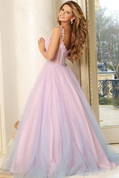 Jovani 47305 - Floral Applique Sweetheart Tulle Gown Ball Gowns in Purple and Blue