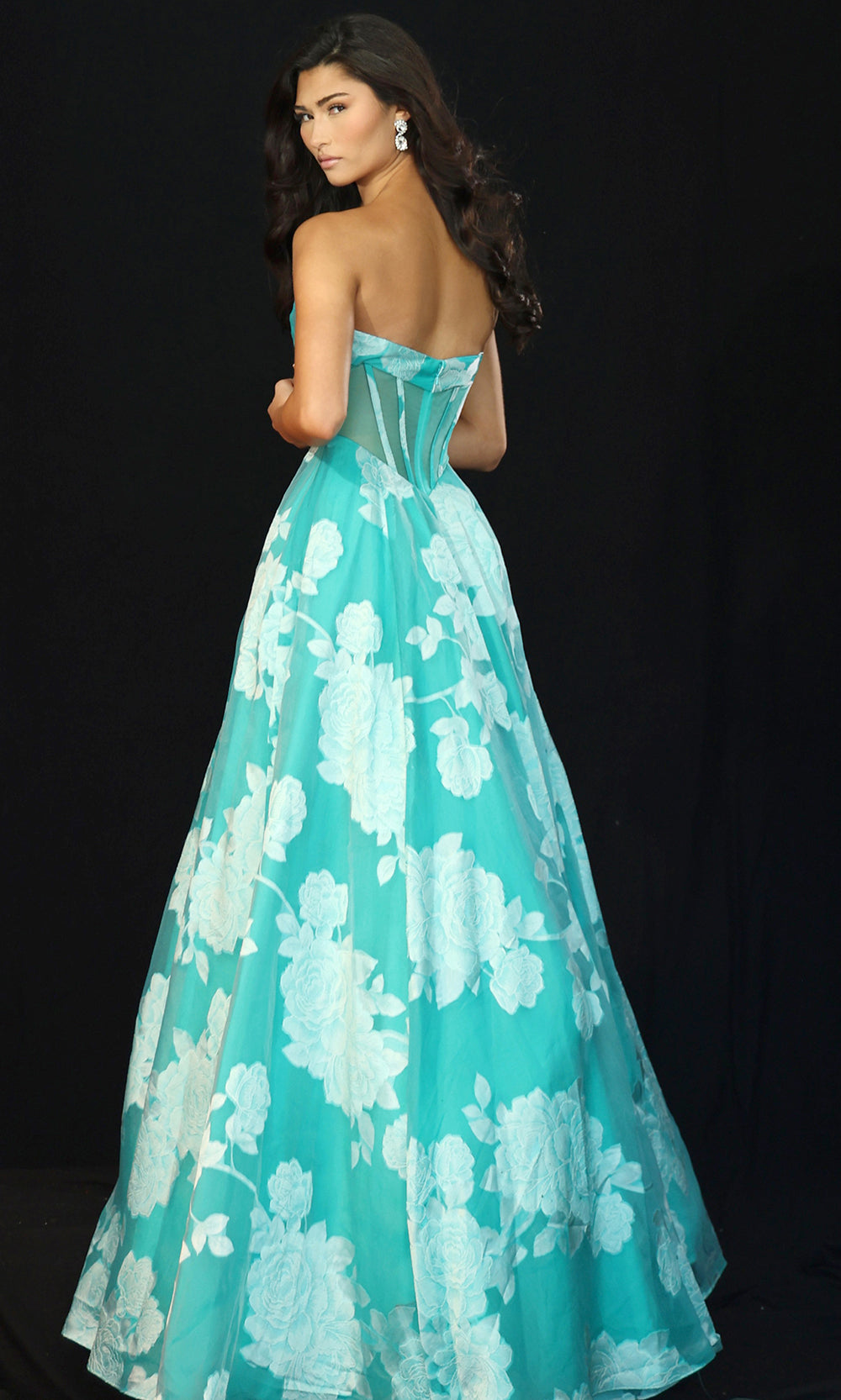 Jovani 47327 - Sweetheart Neckline Floral A-Line Gown