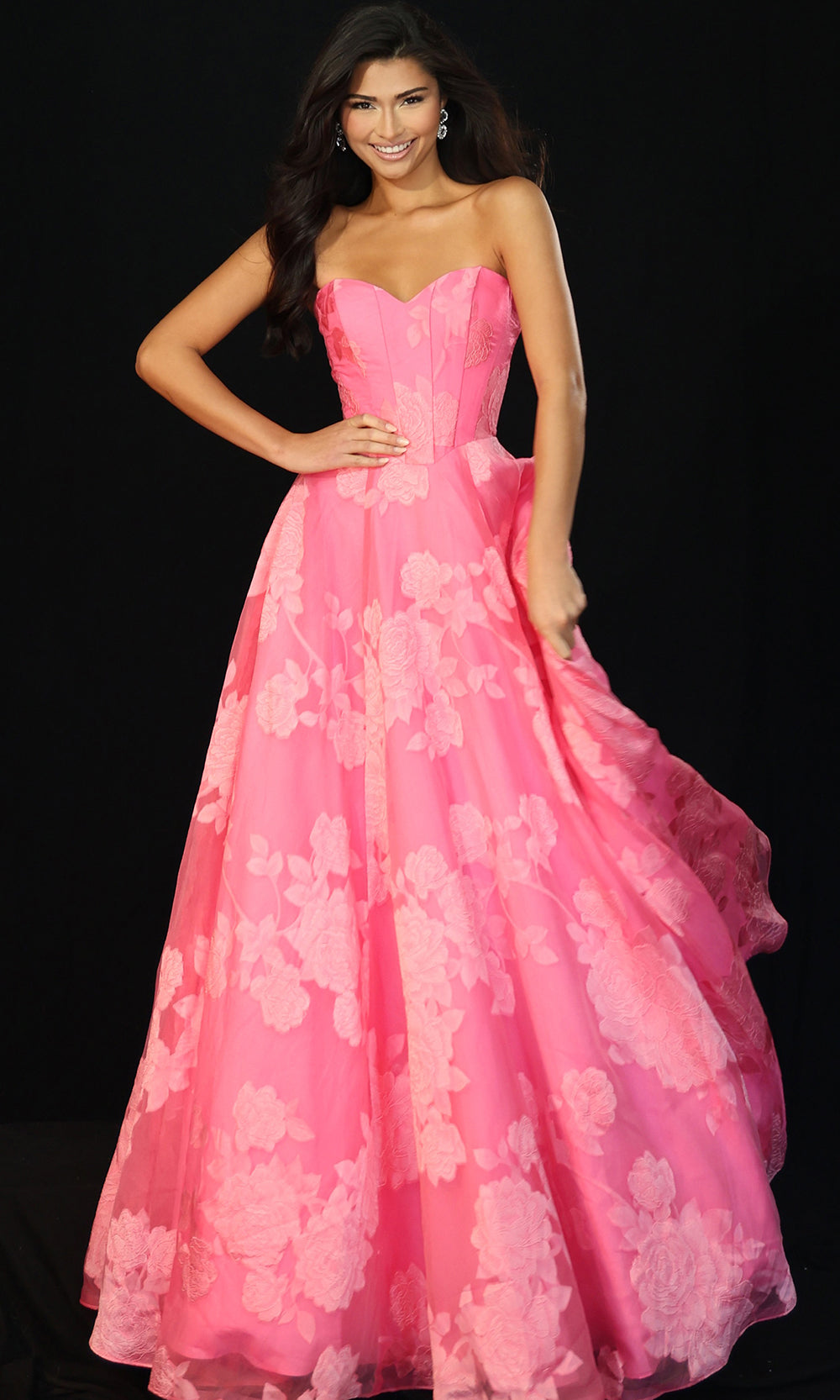 Jovani 47327 - Sweetheart Neckline Floral A-Line Gown