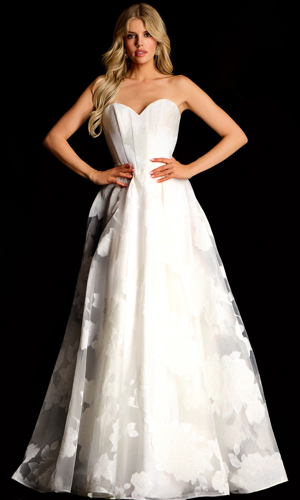 Jovani 47327 - Sweetheart Neckline Floral A-Line Gown