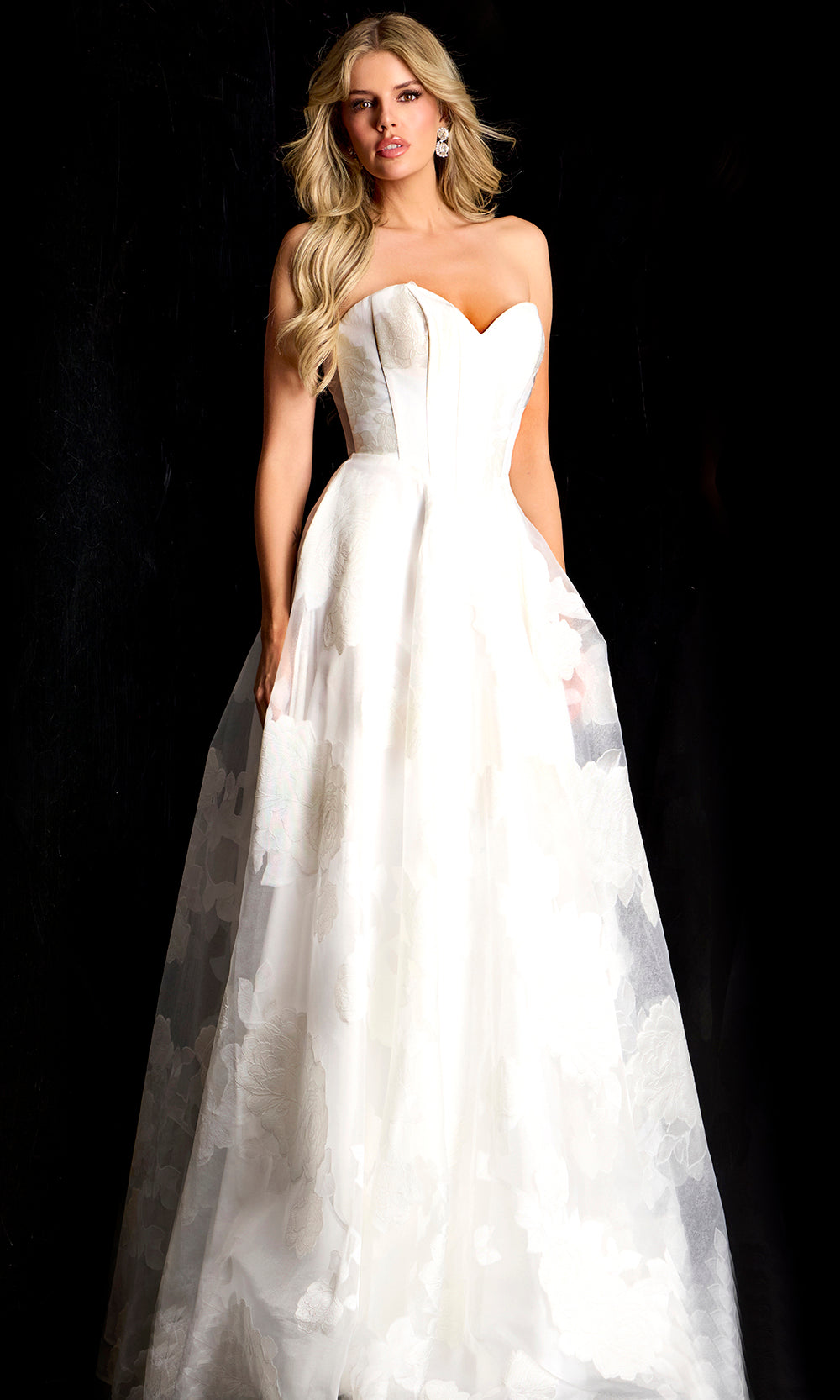 Jovani 47327 - Sweetheart Neckline Floral A-Line Gown