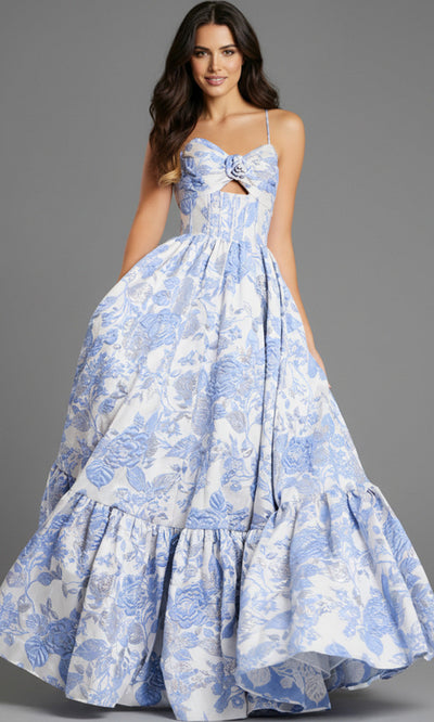 Jovani 47328 - Sweetheart Tiered Jacquard Ballgown Ball Gowns