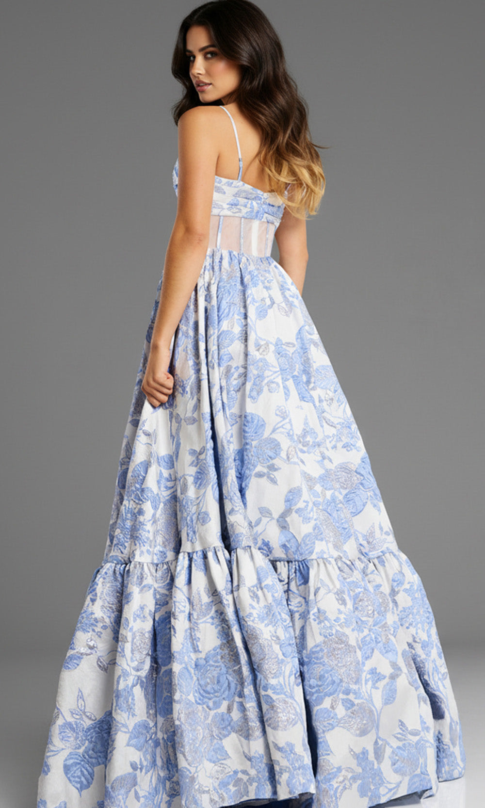 Jovani 47328 - Sweetheart Tiered Jacquard Ballgown Ball Gowns