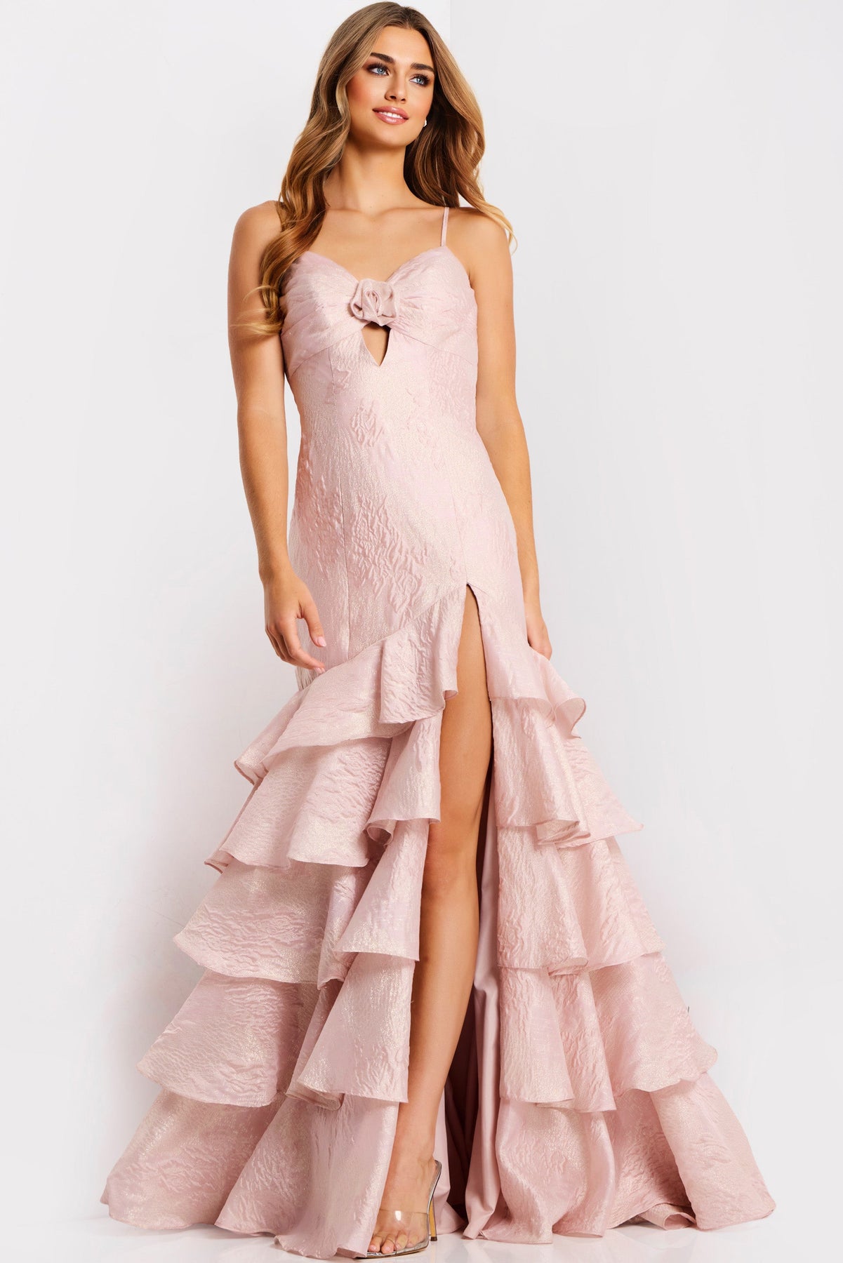 Jovani 47329 - Sweetheart Textured Trumpet Long Gown Prom Dresses In Pink