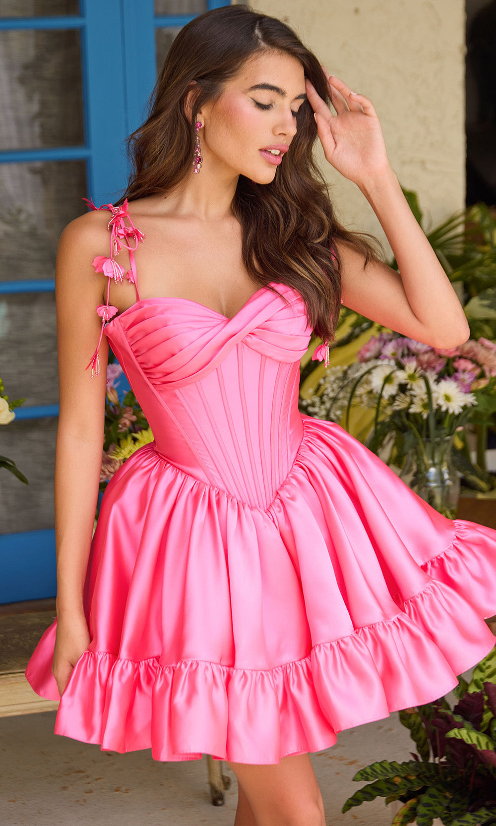 Ava Presley 47329 - Corset Bodice Sweetheart Satin Dress Homecoming Dresses in Pink  