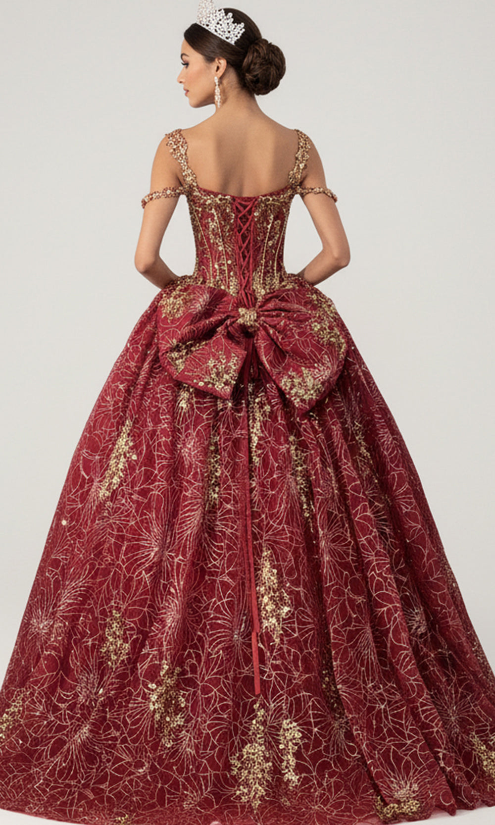 Jovani Q47377 - Sweetheart Lace-Up Ballgown with Bow