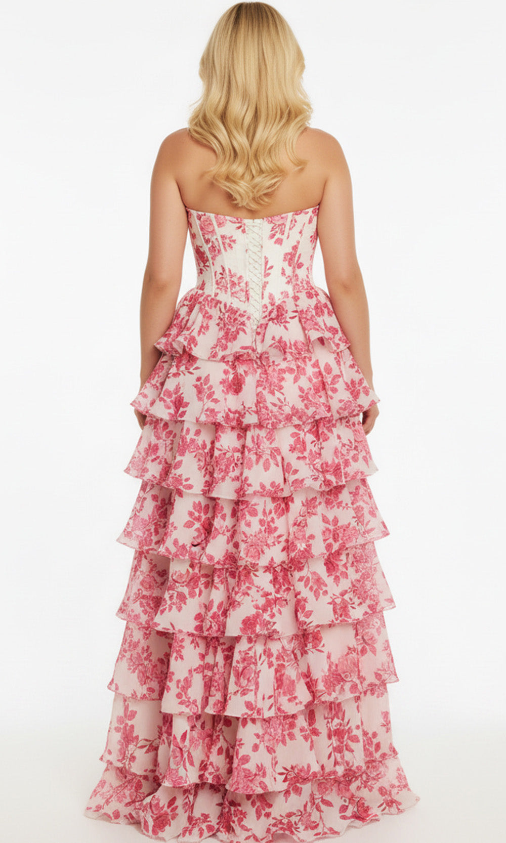 Jovani 47404 - Floral Sweetheart Layered Ruffle Gown