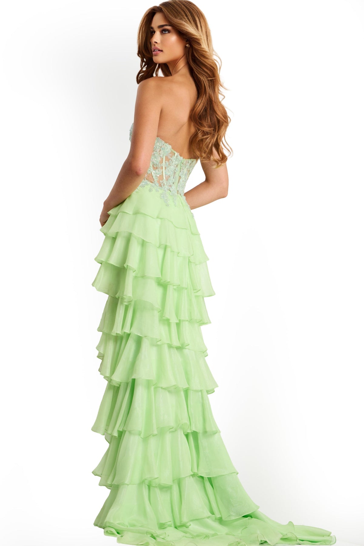 Jovani 47422 - Embellished Corset High Low Dress Cocktail Dresses in In Green