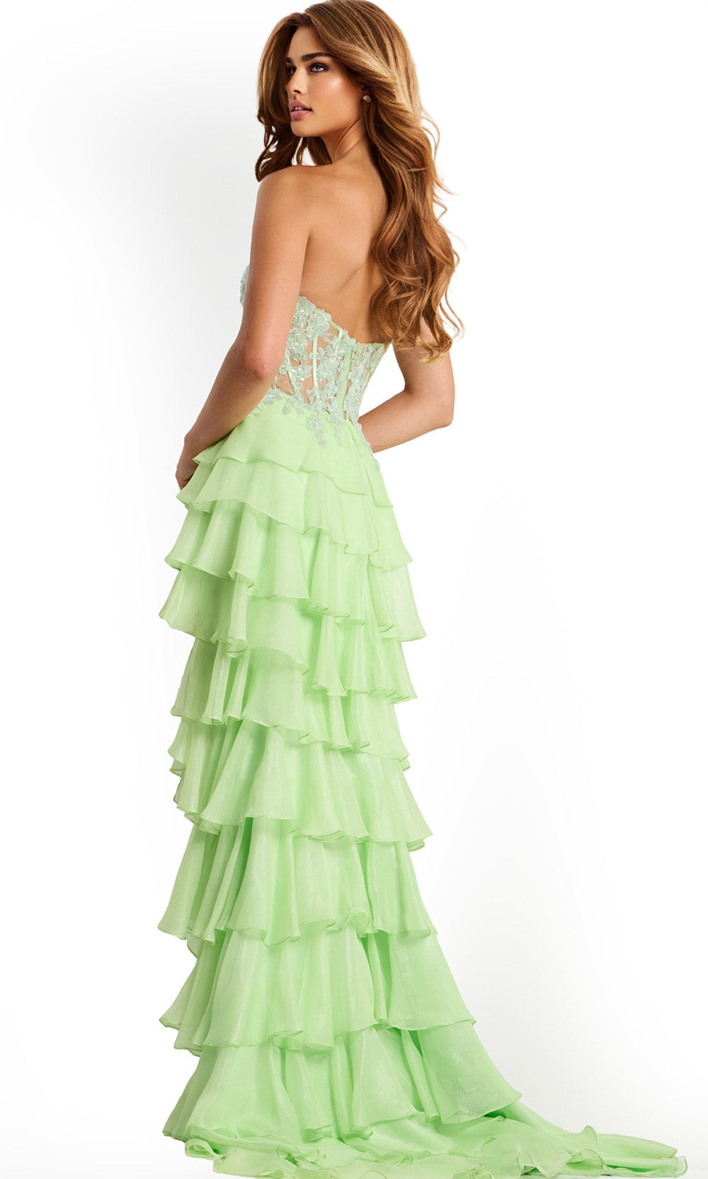 Jovani 47422 - Embellished Corset High Low Dress