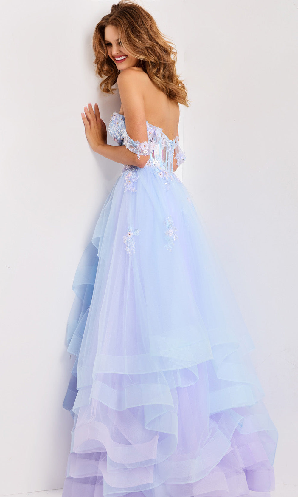 Jovani 47427 - Sweetheart Floral Corset Tulle Gown