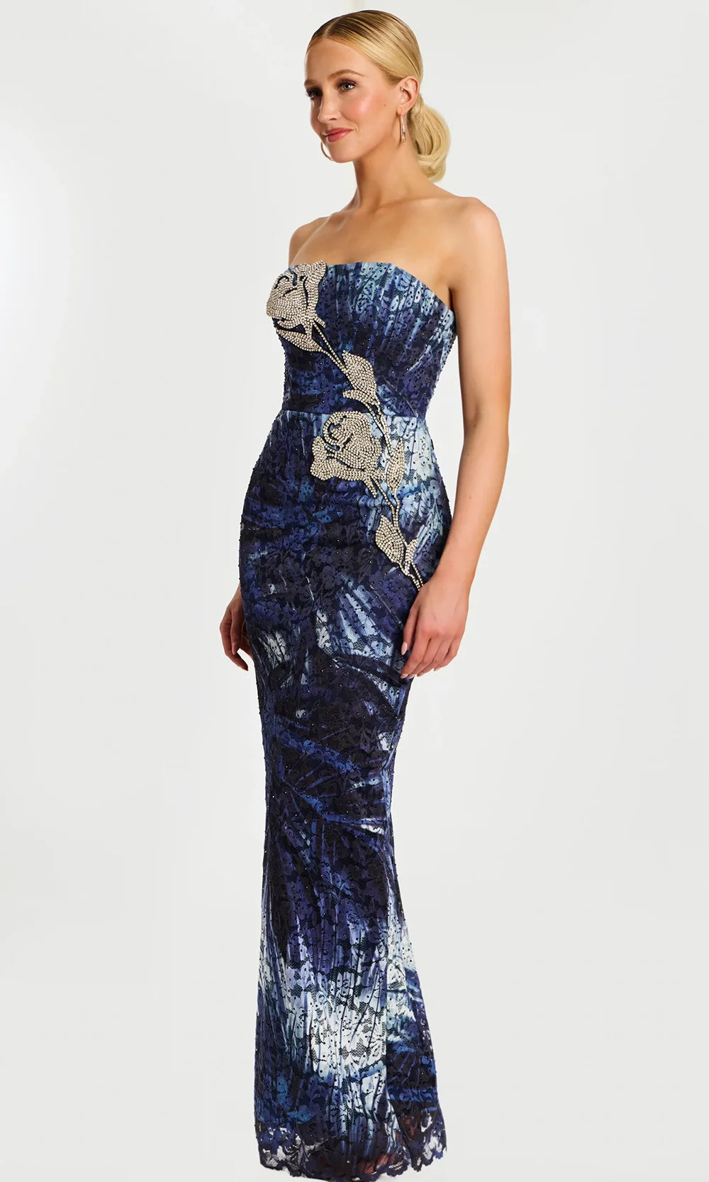 Jovani 47463 - Column Skirt Beaded Applique Long Gown Prom Dresses  in Multi 