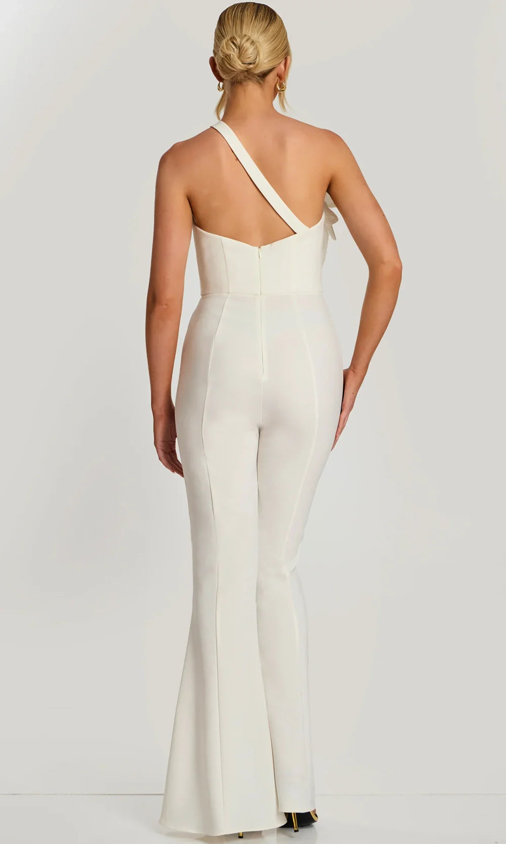 Jovani 47545 - Sweetheart One Shoulder Jumpsuit with Front Slits Formal Pantsuits  in Off White