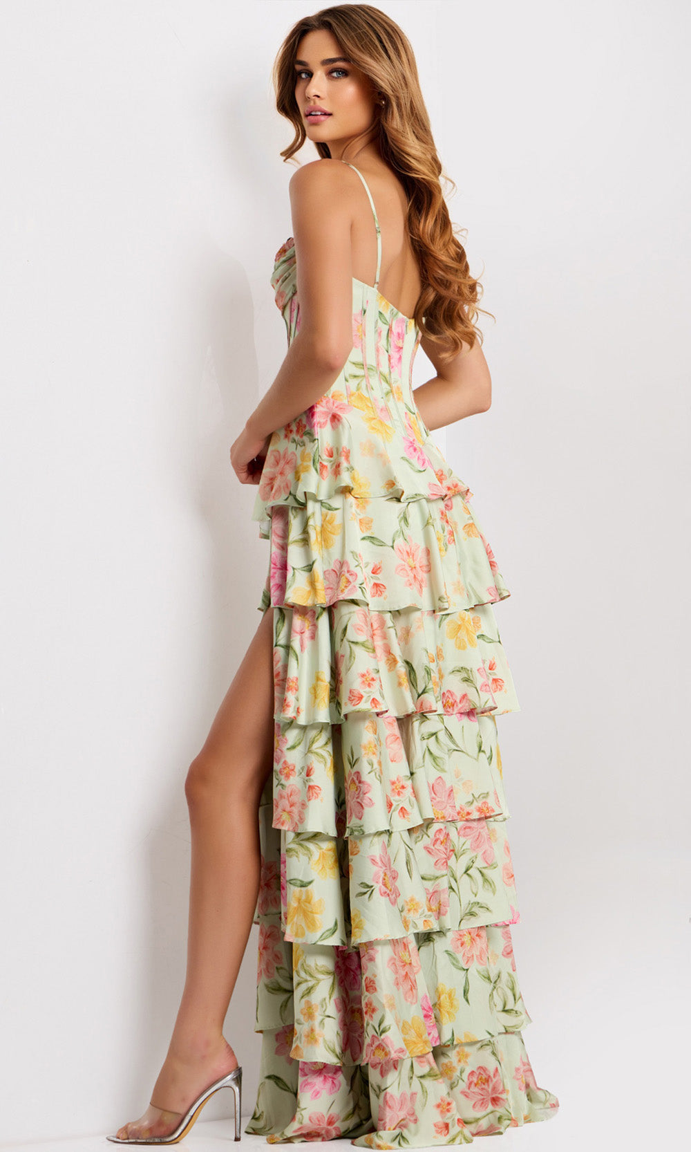 Jovani 47561 - Sweetheart High Slit Layered Gown
