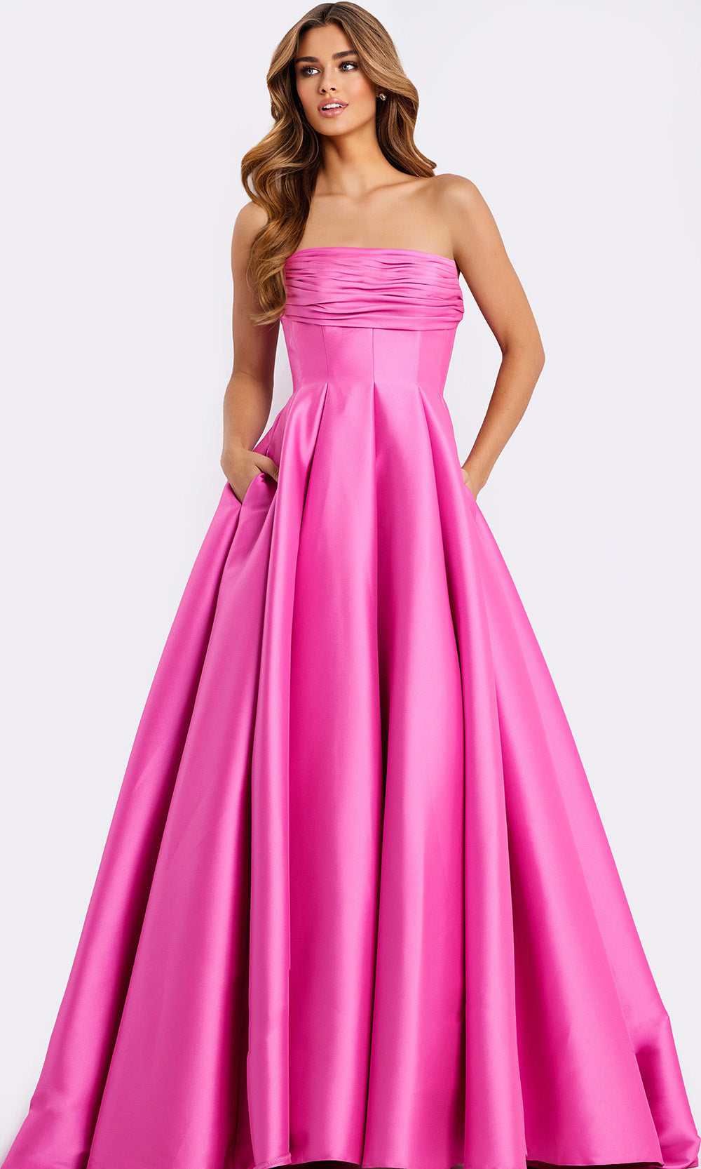 Jovani 47570 - Strapless Pleated Ballgown with Pockets Ball Gowns