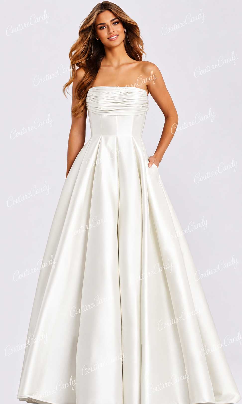 Jovani 47570 - Strapless Pleated Ballgown with Pockets