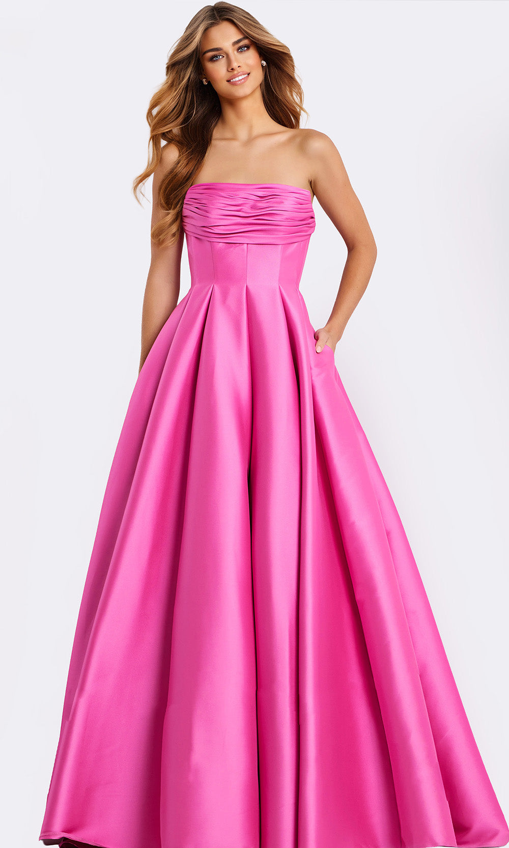 Jovani 47570 - Strapless Pleated Ballgown with Pockets Ball Gowns