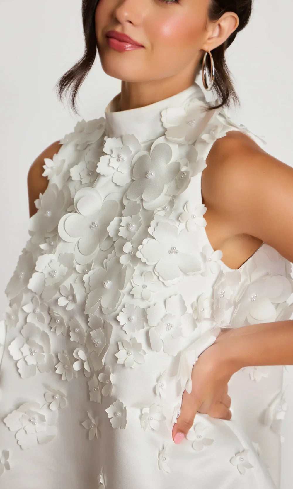 Jovani 47572 - Floral Embellished A-Line Short Dress Bridal Dresses  in Off White