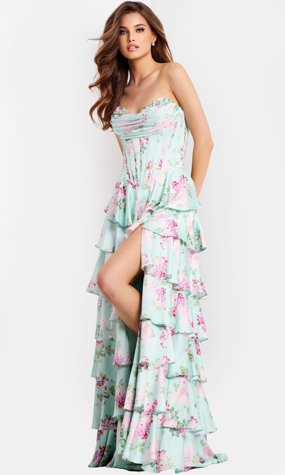 Jovani 47579 - Floral Pattern Sweetheart A-Line Gown