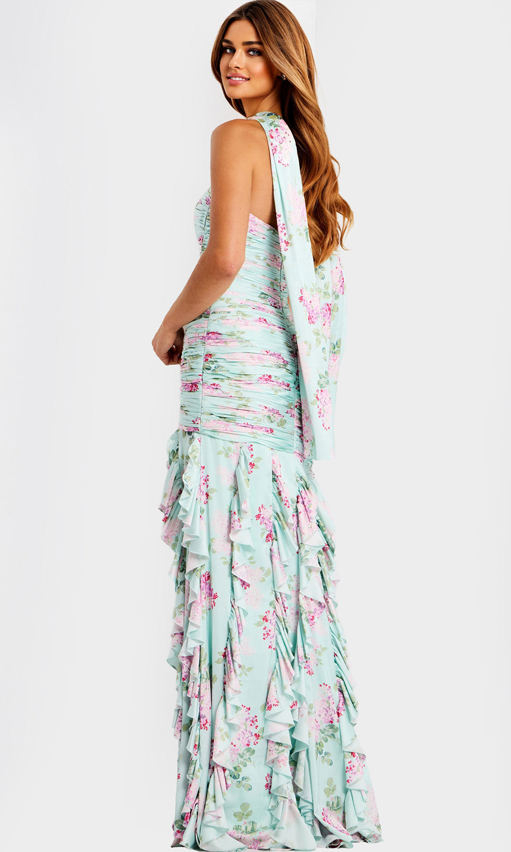 Jovani 47580 - Strapless Floral Chiffon Ruffled Dress Prom Dresses