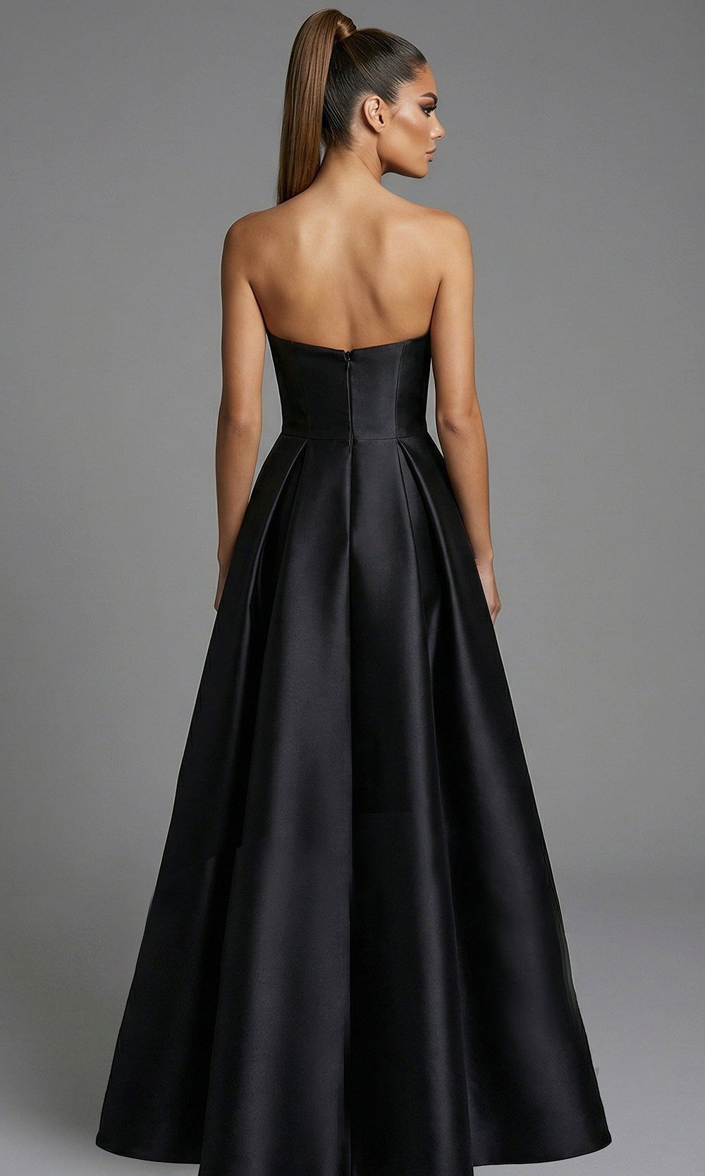 Jovani 47594 - Scoop Neck Bow Waist Satin Evening Gown Special Occasion Dress In Black