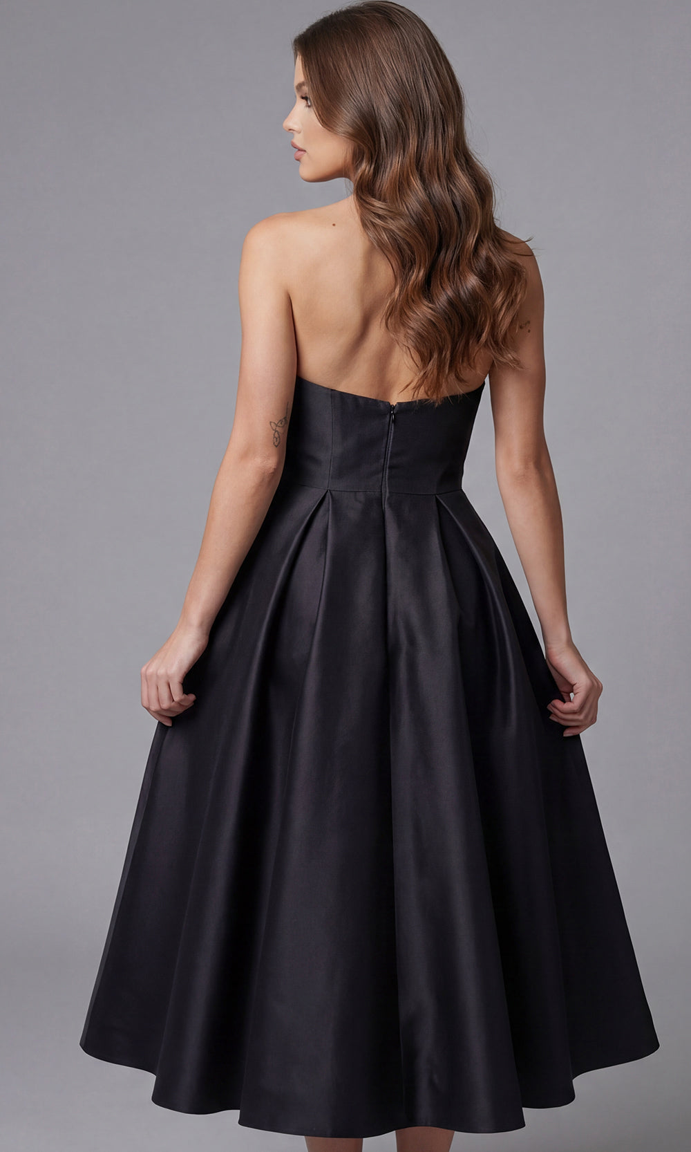 Jovani 47595 - Bow Waist Tea-Length Pleated Dress Special Occasion Dress In Black