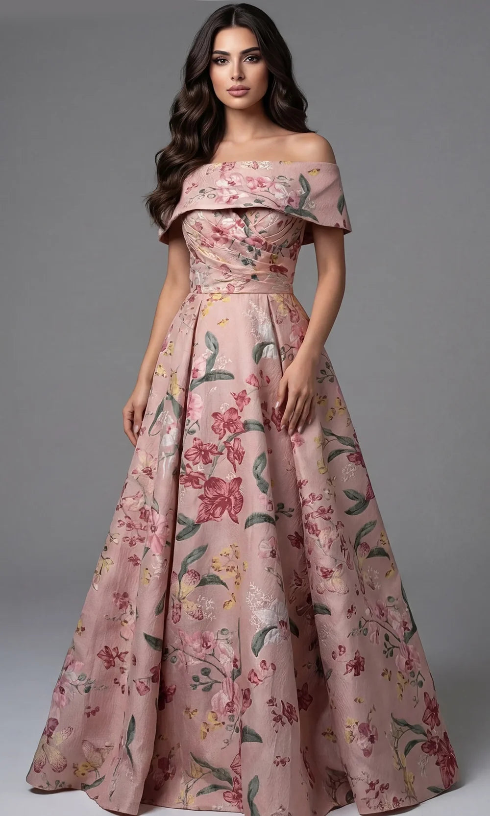 Jovani 47629 - Buttoned Back Floral Print Ballgown Special Occasion Dress In Multi