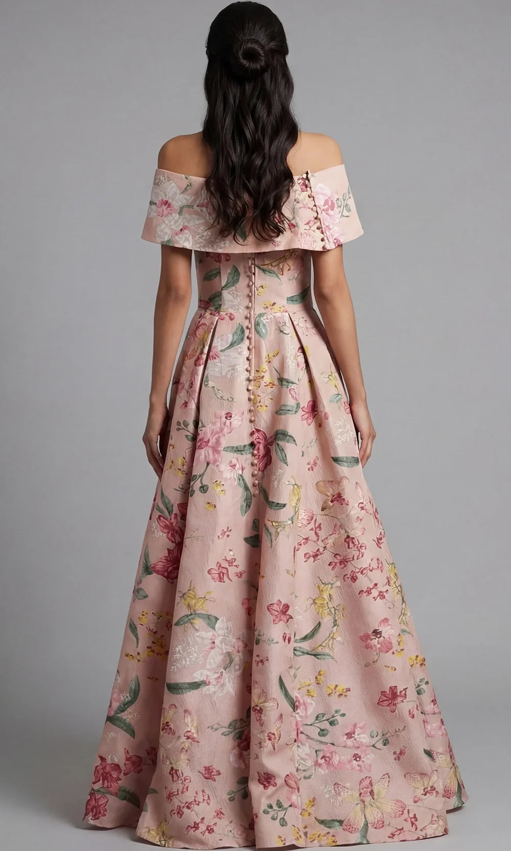 Jovani 47629 - Buttoned Back Floral Print Ballgown Special Occasion Dress In Multi