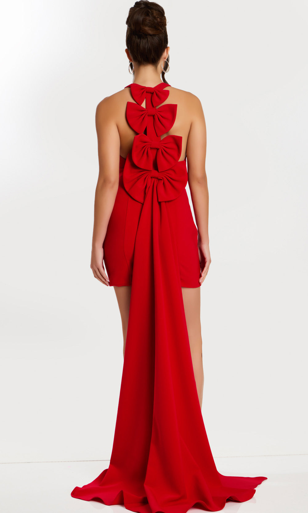 Jovani 47637 - Bow Back Short Dress with Train Prom Dresses  in Red  
