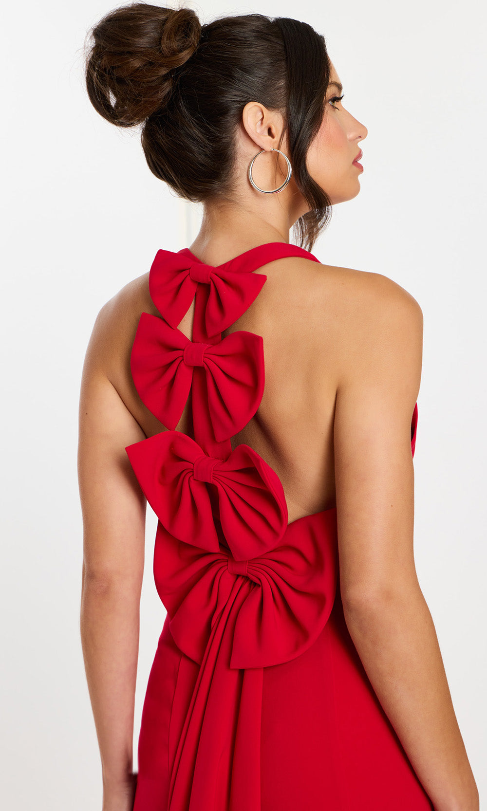 Jovani 47637 - Halter V-Neck Mini Dress with Bows Special Occasion Dress In Red