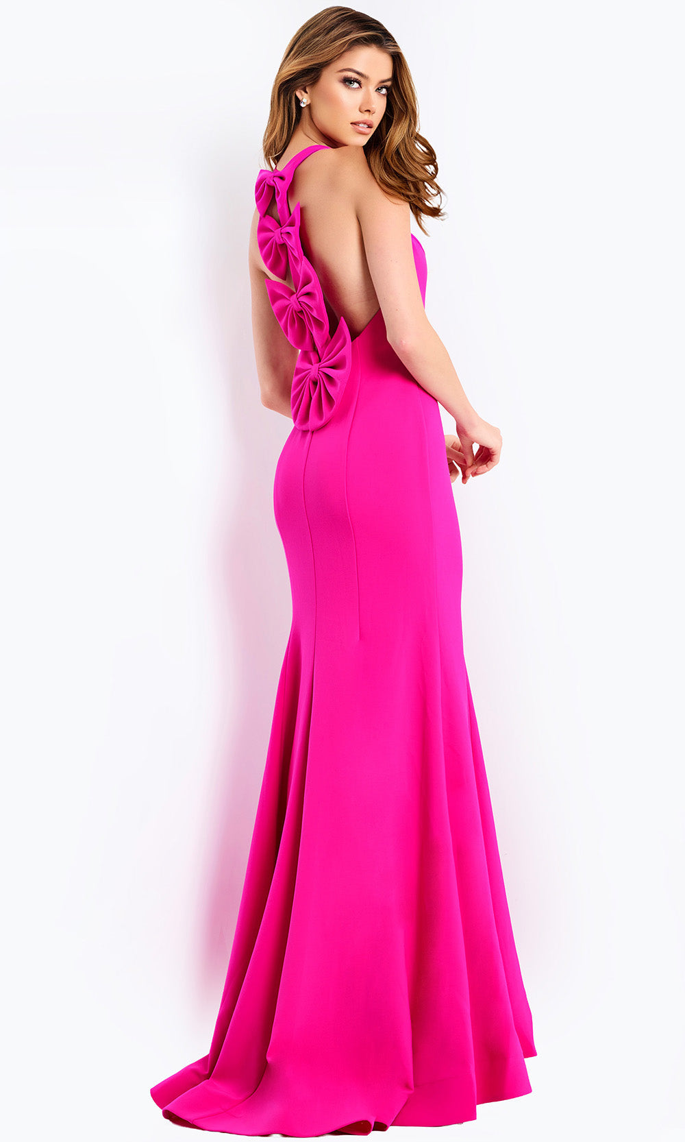 Jovani 47639 - Bow Back Crepe Sleeveless Gown
