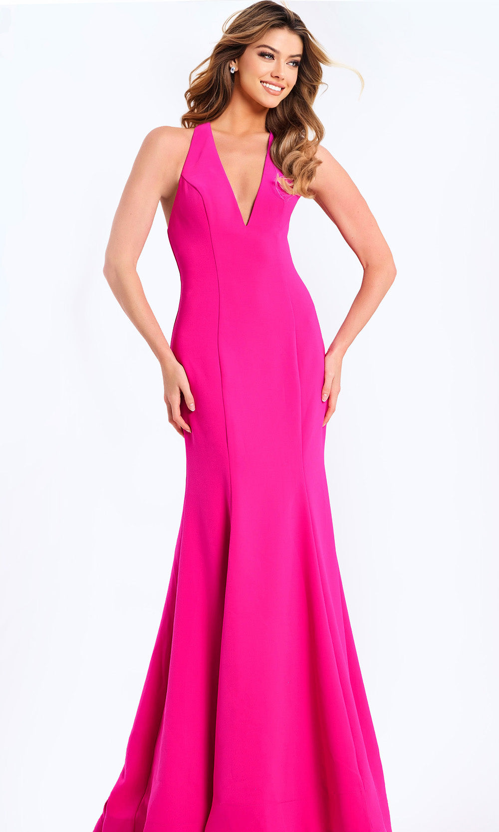Jovani 47639 - Bow Back Crepe Sleeveless Gown Prom Dresses